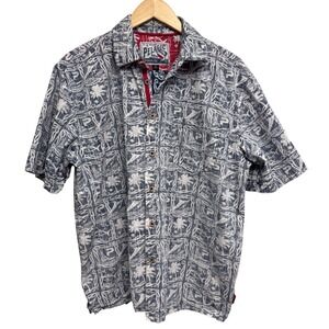 Pelagic Medium Mens Shirt Fishing Palm Trees Marlin Short Sleeve Button Up Shirt